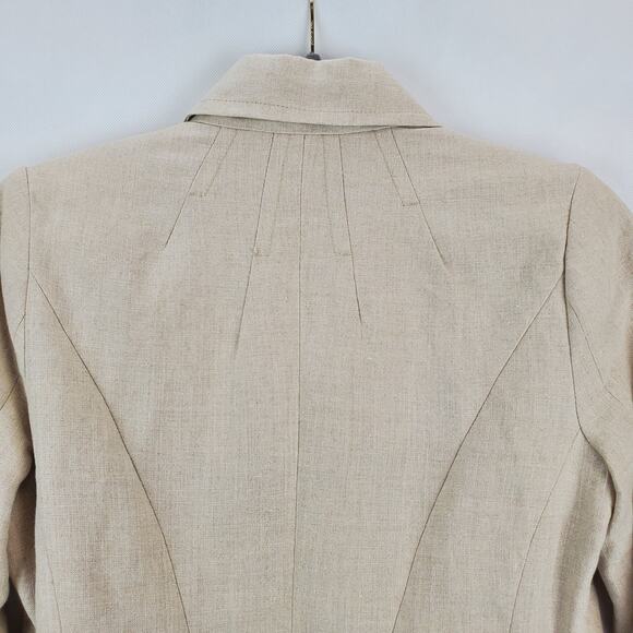 DS by Debbie Shuchat Cream Linen Blazer Sz 2 Lined Jacket Casual Office Neutral - Picture 6 of 10